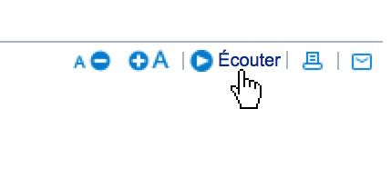 Listen A play button on the French government website, with label Écouter