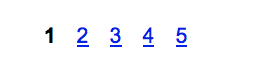 A pagination feature, featuring the number 1, followed by the numbers 2 through 5, each of which are blue underlined links