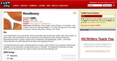 A screen shot of the Flow Theory home page on fawm.org