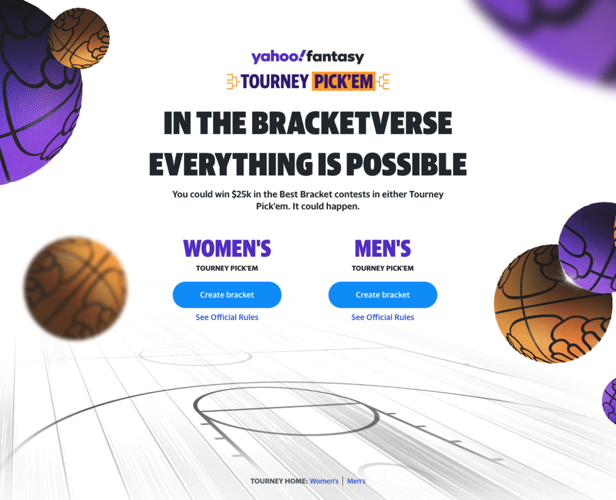 Screen shot of Yahoo Fantasy Tourney Pick'em website