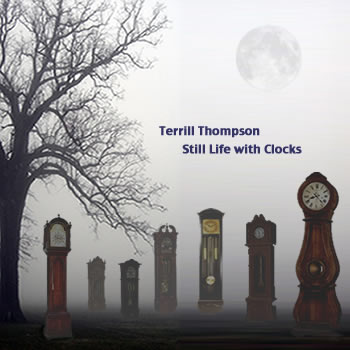 Cover art features several grandfather clocks standing lurking like tombstones in a fog-shrouded graveyard