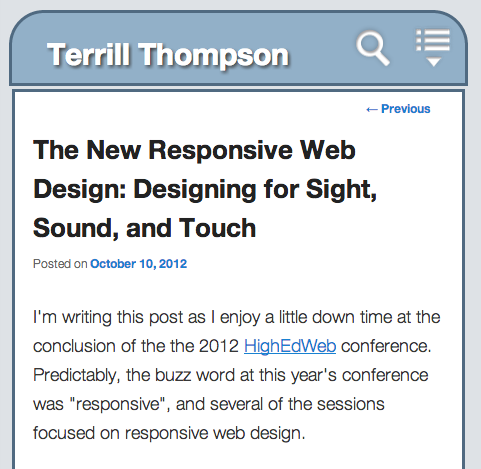 Screen shot of this blog post on a tablet computer