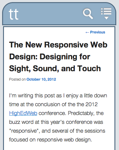 Screen shot of this blog post on a small-screen mobile device