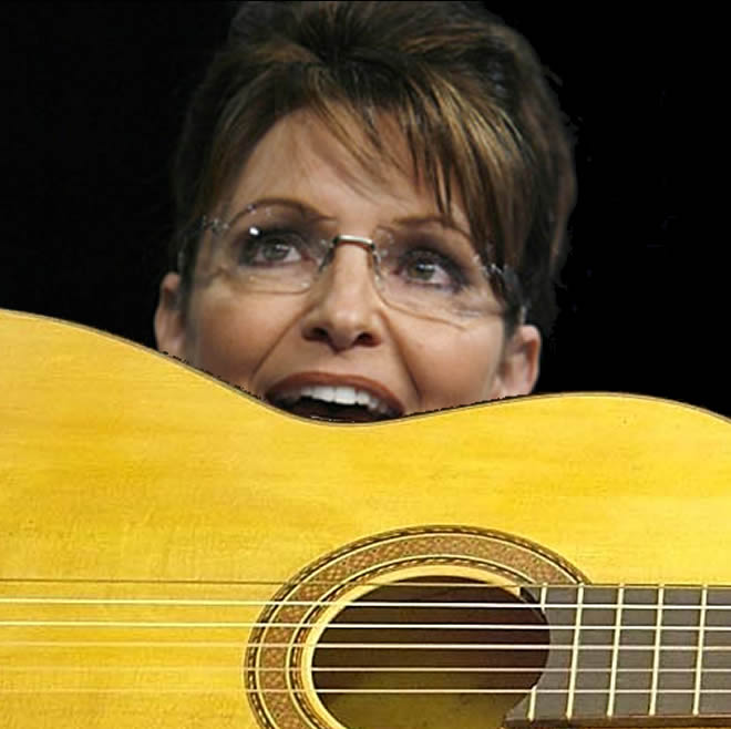 Sarah Palin, taking a bite out of my acoustic guitar