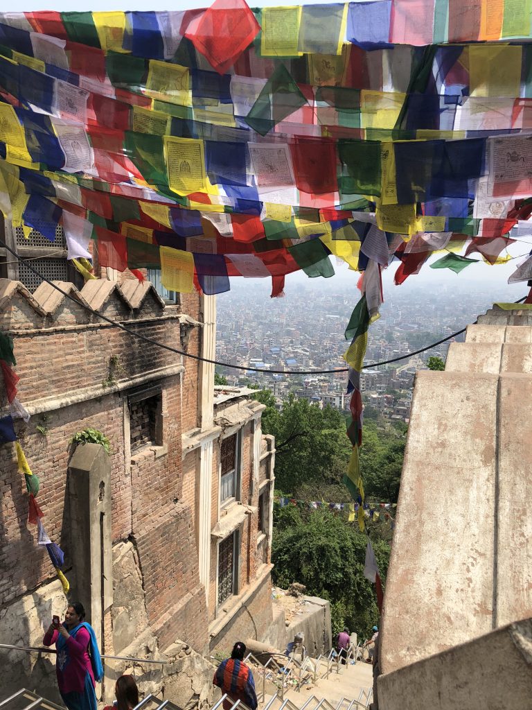 A virtual ceiling of prayer flags as seen from Swayambhunath Stupa (aka Monkey Temple), Kathmandu 